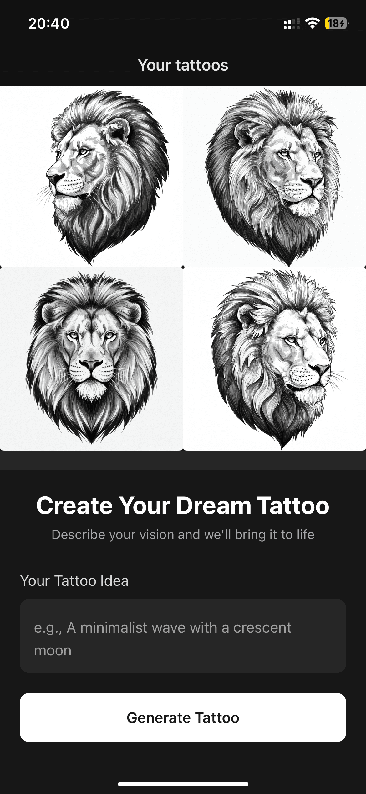 Realistic lion tattoo stencils created with the inkr tattoo stencil maker app