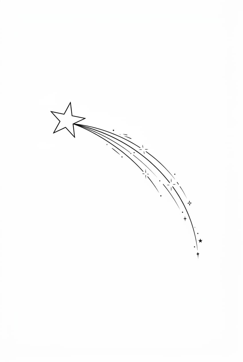 shooting star with a trailing sparkle