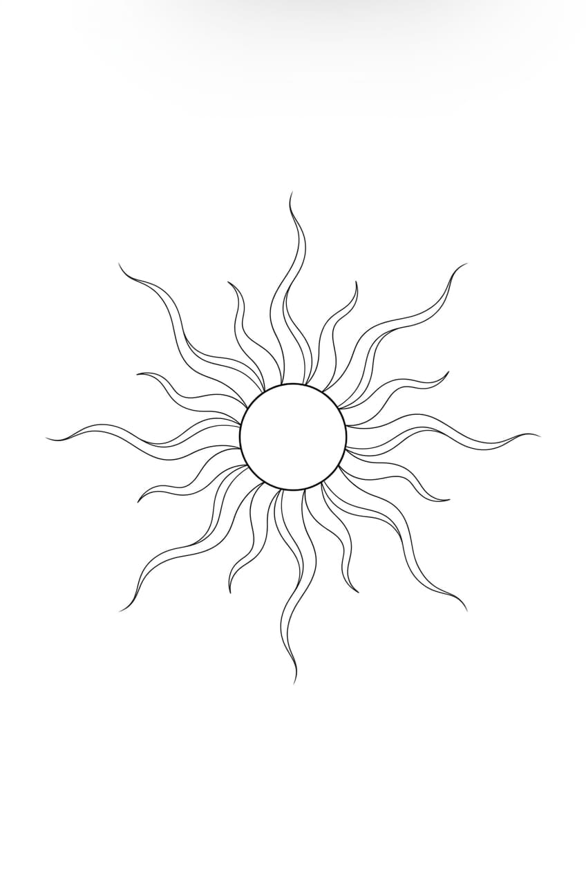 radiant sun with delicate wavy rays — alternate version