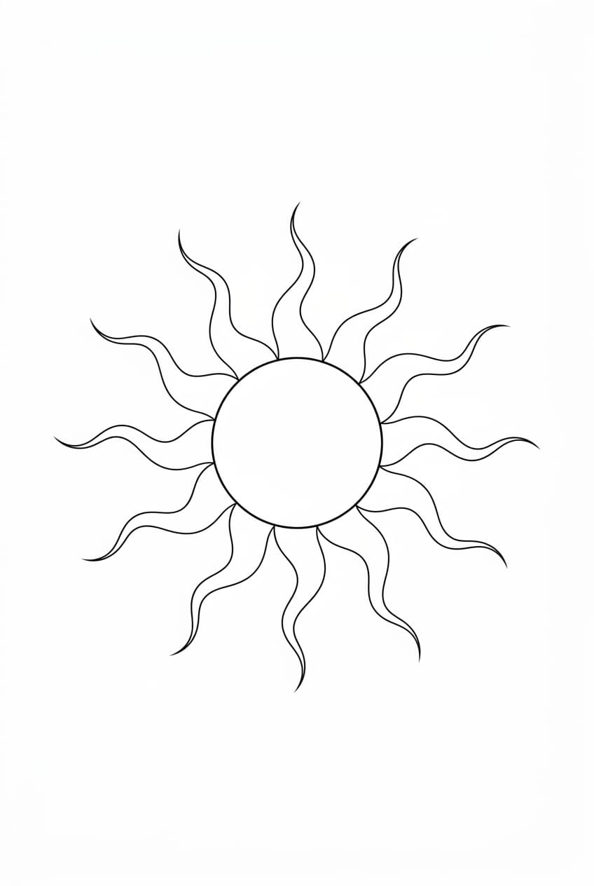 radiant sun with delicate wavy rays