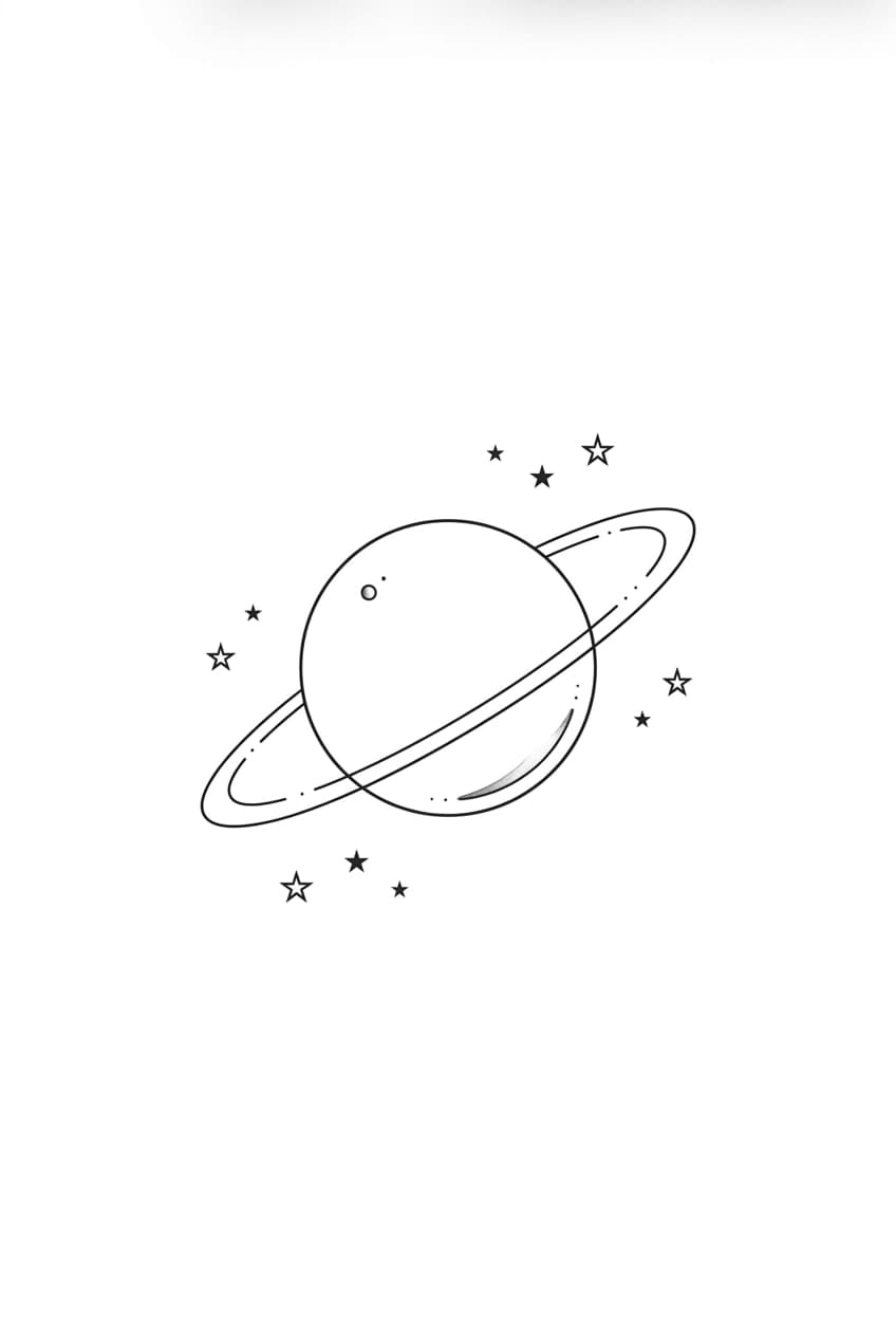 ringed planet orbited by tiny stars — alternate version
