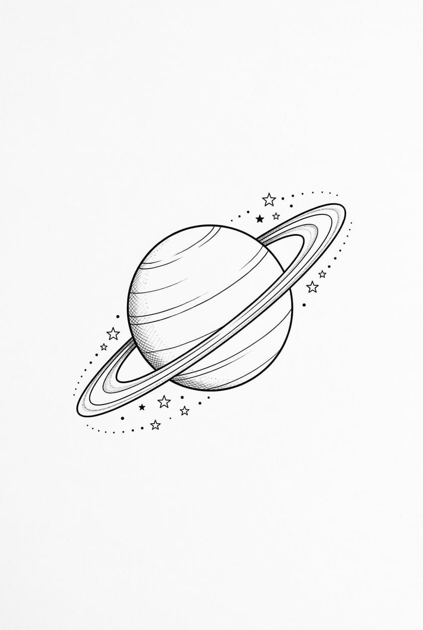 ringed planet orbited by tiny stars