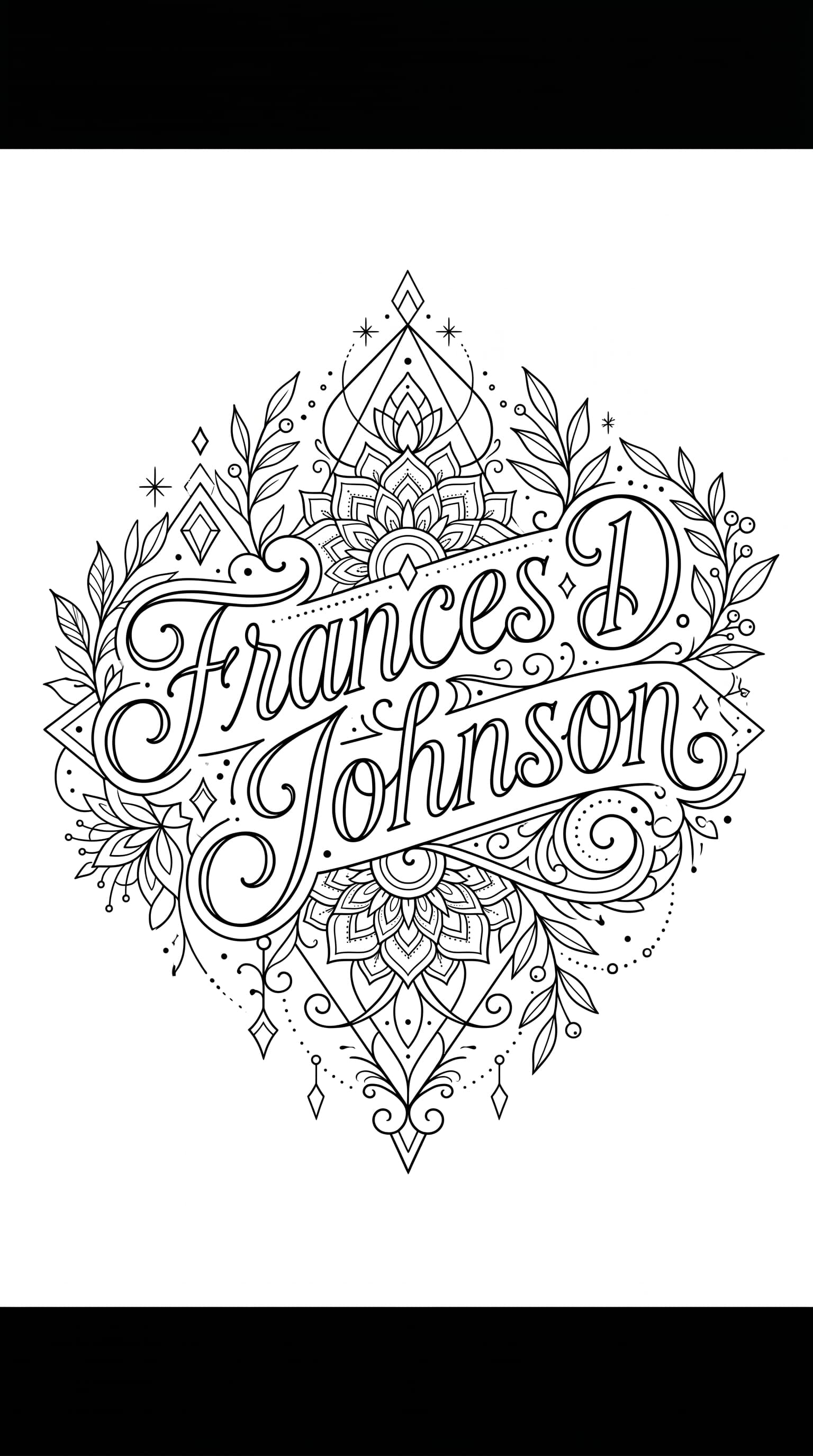 Frances D. Johnson name stencil
— alternate version