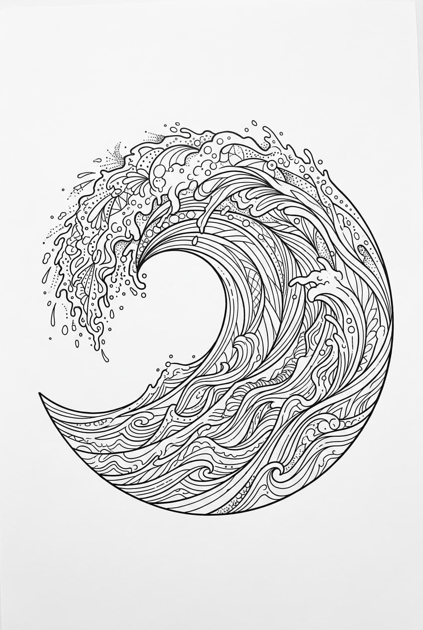 cresting ocean wave with delicate spray