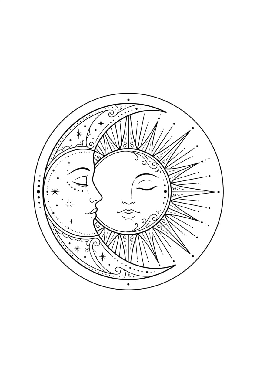 sun and moon intertwined in one circle