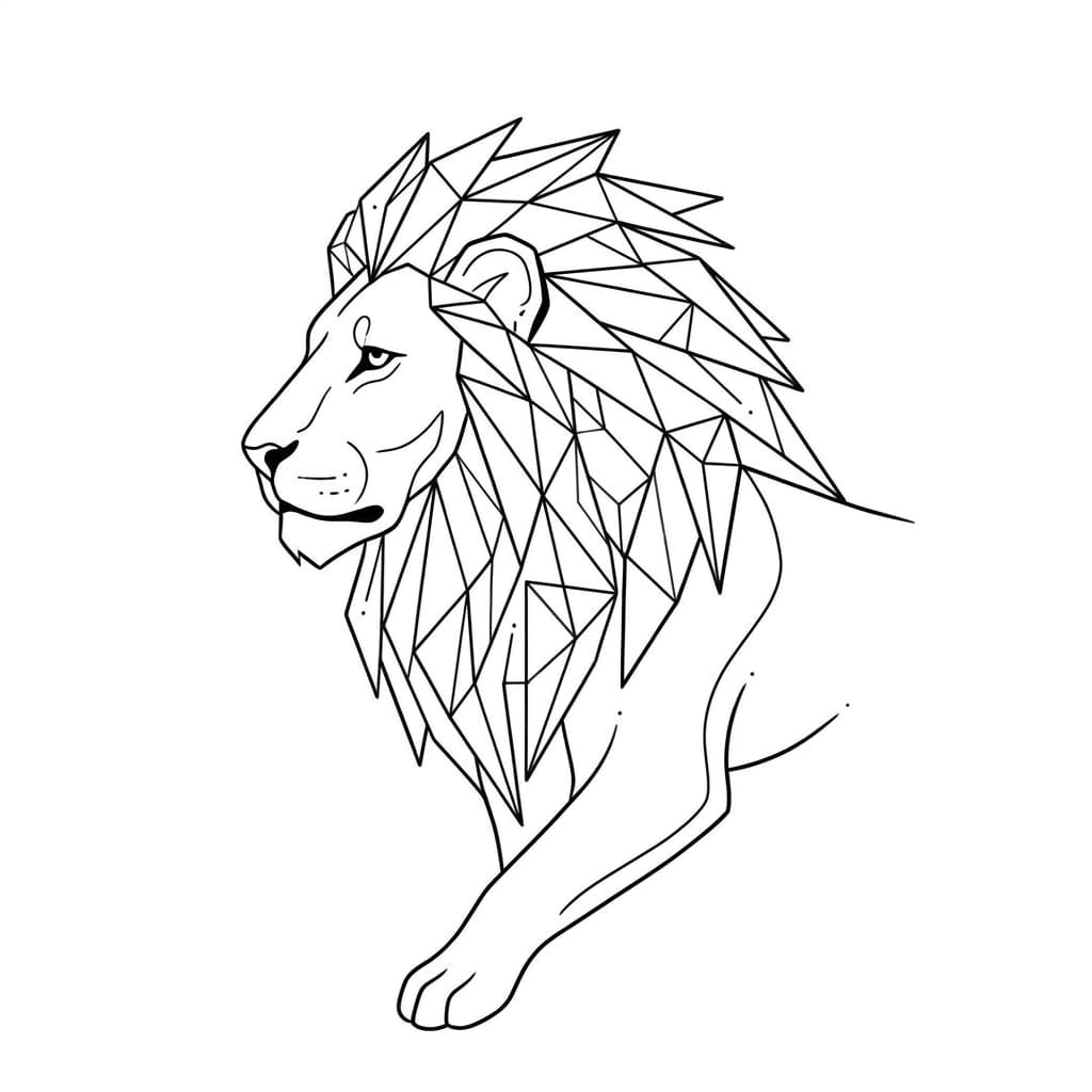 A lion with a geometric mane