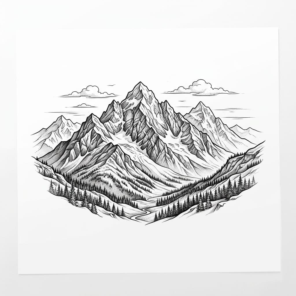 A minimalist mountain range
