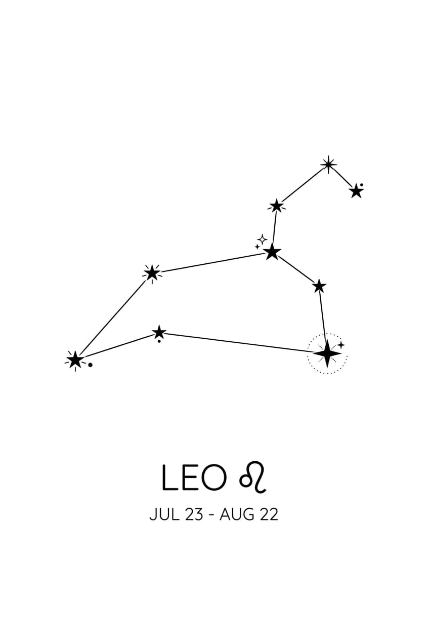 Leo constellation with linked stars — alternate version