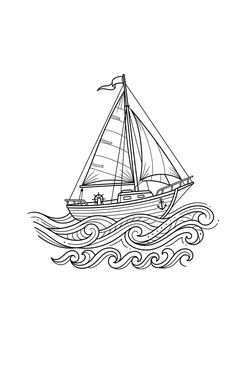 small sailboat drifting on gentle waves